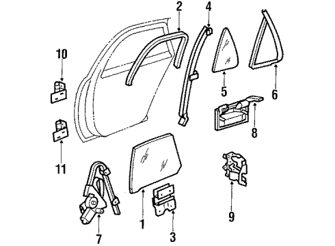 1989 Chevy Corsica Chan Assembly, Gls Wdo R/D Vent Div *Charcoal Diagram for 10092215