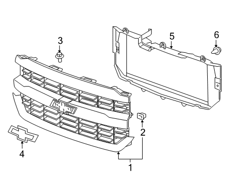 2016 Chevy Silverado 1500 Grille Assembly, Front *Pull Me Over Diagram for 84046153