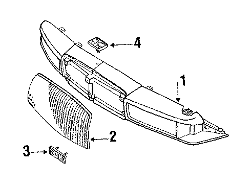 1993 Buick Regal Plate, Radiator Grille Name Diagram for 14101727