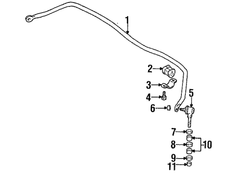 1999 Chevy Metro Rear Suspension Components, Lower Control Arm, Stabilizer Bar Diagram 3 - Thumbnail