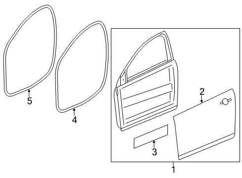 2016 Chevy Cruze Weatherstrip Assembly, Front Side Door (Door Side) Diagram for 84220314