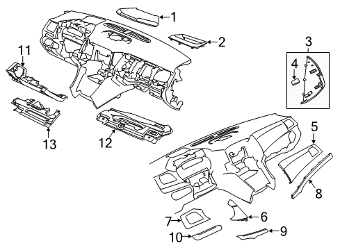 2017 Chevy SS Cover,Instrument Panel Outer Trim Diagram for 92458258