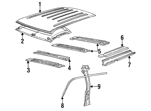 1993 Chevy K2500 Suburban Panel, Roof Inner Diagram for 15992695