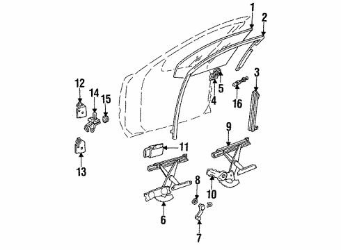 1994 Oldsmobile Achieva Channel Assembly, Front Side Door Window Diagram for 22635565