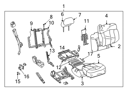 2003 Cadillac Escalade EXT Cover,Passenger Seat Back Cushion *Pewter Diagram for 88976152