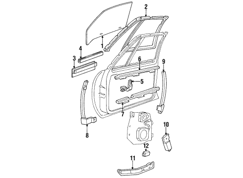 1992 Buick LeSabre Sealing Strip, Front Side Door Window Inner <Use 1C5K Diagram for 25658017