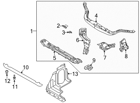 2009 Chevy Aveo5 Radiator Support Diagram