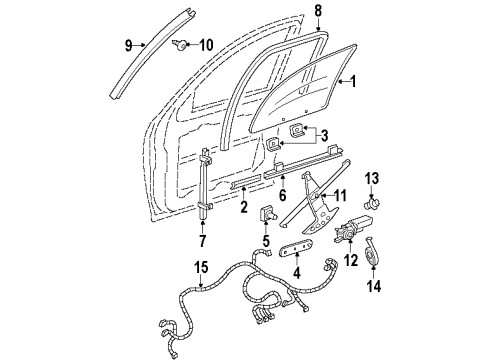 2004 Oldsmobile Silhouette Front Door - Glass & Hardware Diagram