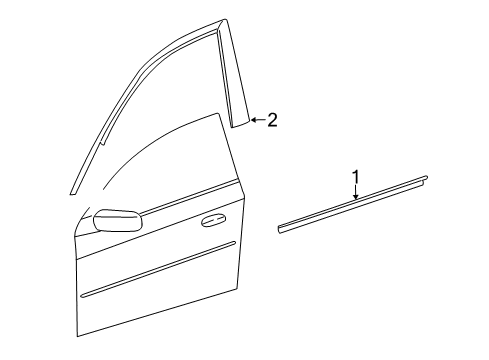 2009 Cadillac CTS Exterior Trim - Front Door Diagram