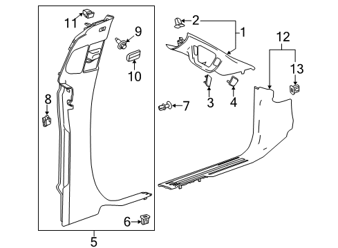 2017 GMC Sierra 3500 HD Molding Assembly, Body Lock Pillar Garnish *Cocoa Diagram for 23464195