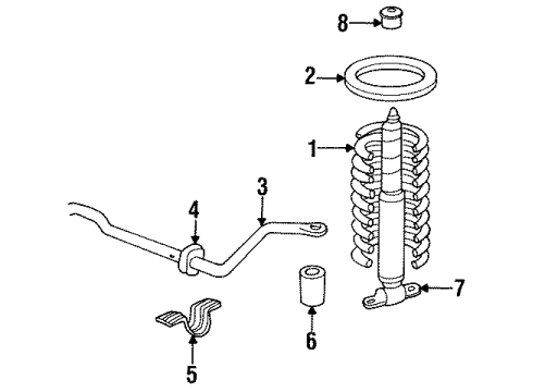 1996 Cadillac Fleetwood Shocks & Components - Front Diagram