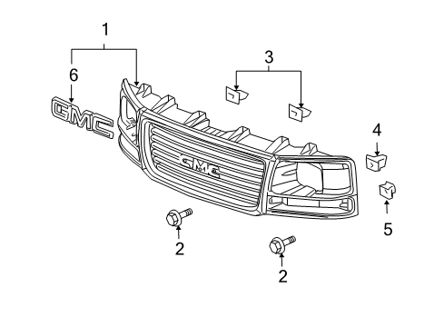 2009 GMC Savana 1500 Radiator Grille Emblem Assembly *Red Diagram for 22881265