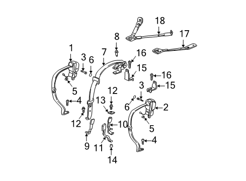 2000 Cadillac DeVille Belt Kit,Rear Seat (Retractor Side) *Medium Duty *Pewter Diagram for 88893431