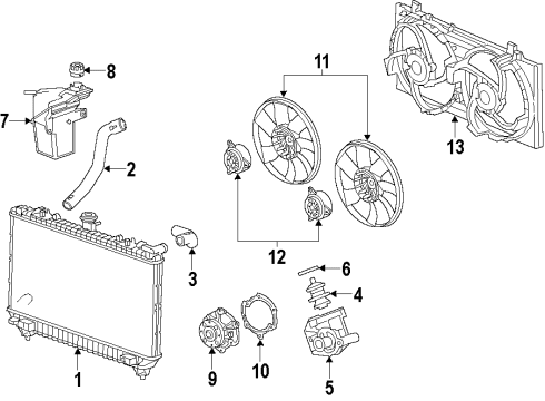 2011 Chevy Camaro Motor Assembly, Engine Cooling Fan Diagram for 92237366