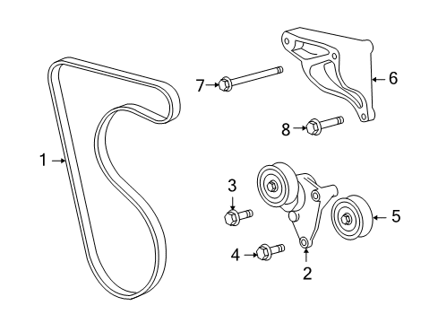 2011 GMC Sierra 1500 Belt, Fan & Water Pump & A/C Compressor & Generator & P/S P Diagram for 12637201