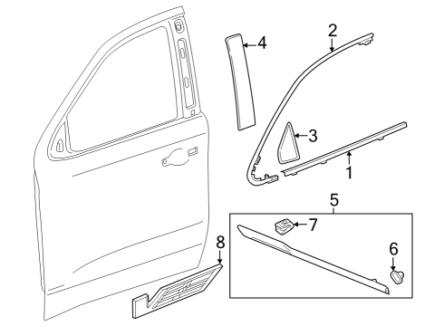 2023 Cadillac Escalade ESV Molding Assembly, Front S/D *Black Diagram for 84704780