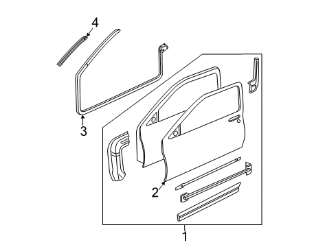 1997 Chevy Cavalier Retainer,Front Side Door Weatherstrip Front Upper RH Diagram for 12364476