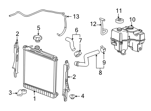 2009 Hummer H3T Radiator & Components Diagram 1 - Thumbnail