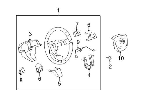 2008 Cadillac CTS Steering Wheel Assembly *Ebony Diagram for 25993780