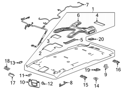 2022 Cadillac Escalade Interior Trim - Roof Diagram 2 - Thumbnail