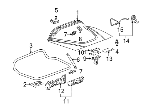 2005 Chevy Corvette Hinge Assembly, Rear Compartment Lift Window Diagram for 20986700