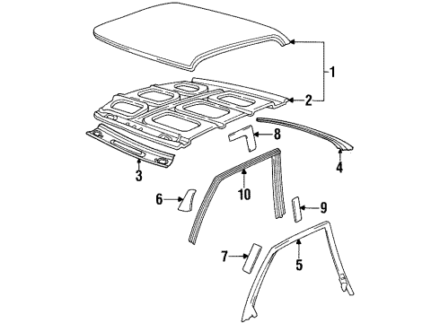 2000 Cadillac Eldorado Sealing Strip Assembly, Front Side Door Window Weatherstrip Retainer L Diagram for 3534158