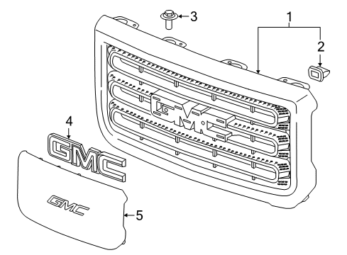 2019 GMC Sierra 2500 HD Grille Assembly, Front *Chrome Diagram for 23155057