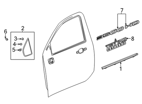 2020 Chevy Silverado 3500 HD Exterior Trim - Front Door Diagram 2 - Thumbnail