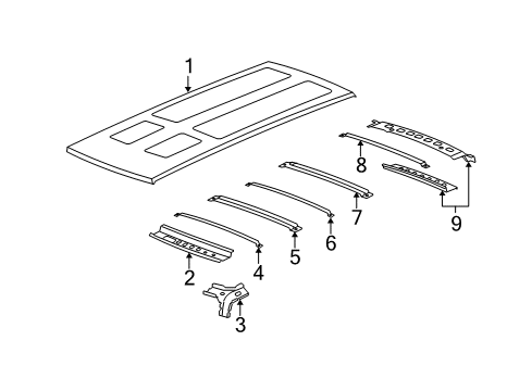 2006 Hummer H3 Roof & Components Diagram