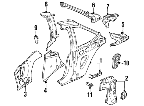 1994 Saturn SC1 Panel Asm,Rear Compartment Side Diagram for 21126086