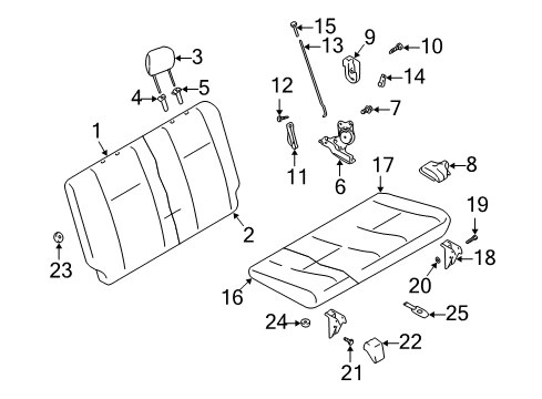 2003 Chevy Tracker Rear Seat Components Diagram 1 - Thumbnail