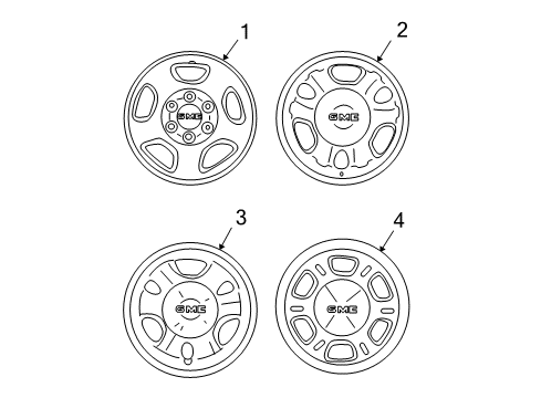 2001 GMC Yukon XL 2500 Wheel Covers & Trim Diagram