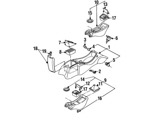 1993 Pontiac Firebird Door Asm,Front Floor Console Compartment (W/ Armrest) Diagram for 16754475