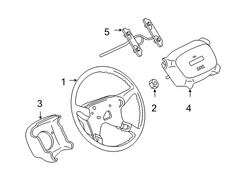 2005 GMC Savana 1500 Steering Column & Wheel, Shroud, Switches & Levers Diagram 6 - Thumbnail