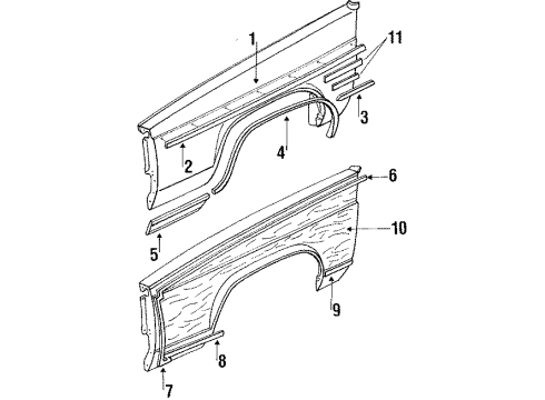 1987 Buick LeSabre Front Fender Plate Assembly Diagram for 22533743