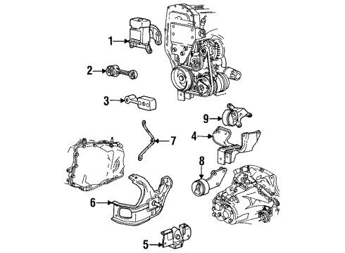 1992 Pontiac Grand Am Bracket Assembly, Engine Mount Strut Diagram for 22593225