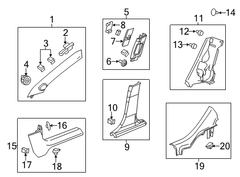 2017 Chevy Sonic Clip,Windshield Upper Garnish Molding Diagram for 11548408