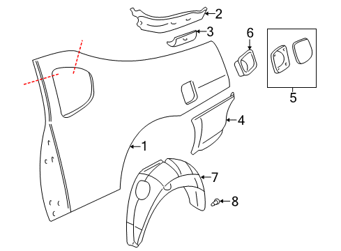 2007 Chevy Monte Carlo Quarter Panel & Components Diagram