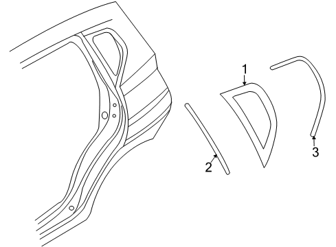 2009 Pontiac G3 Quarter Panel - Glass & Hardware Diagram