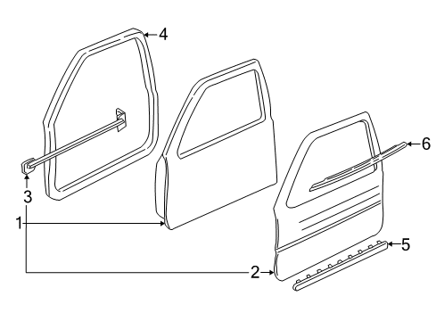 2000 Buick Regal Front Door, Body Diagram