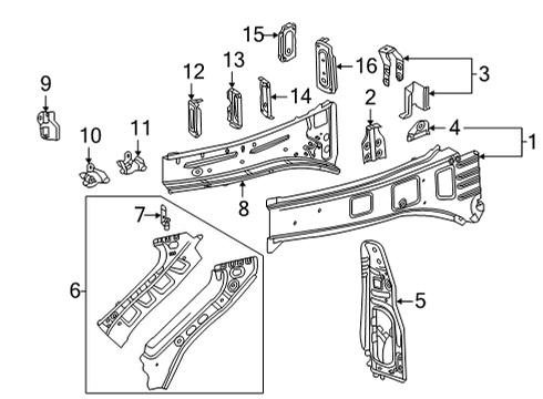 2022 GMC Sierra 2500 HD Inner Components - Fender Diagram