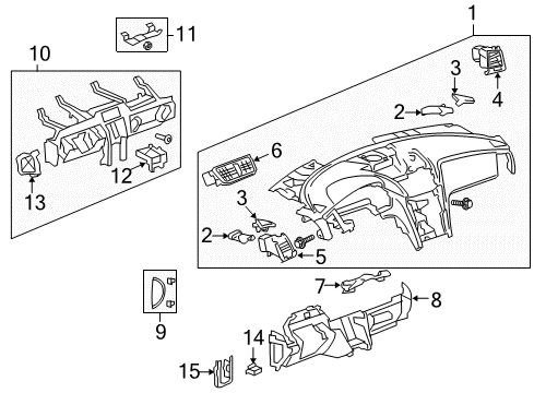 2017 Chevy Traverse Outlet Assembly, Instrument Panel Outer Air *Ebony Diagram for 84004673