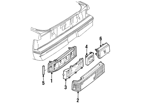 1986 Pontiac Sunbird Lens,Rear Combination Lamp Diagram for 16501769