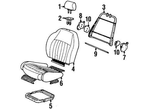 1997 Saturn SW1 Front Seat Components Diagram