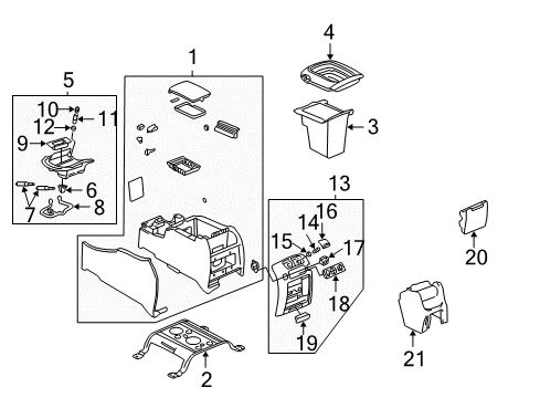 2002 Cadillac Escalade Compartment Assembly, Front Floor *Pewter R Diagram for 15068186