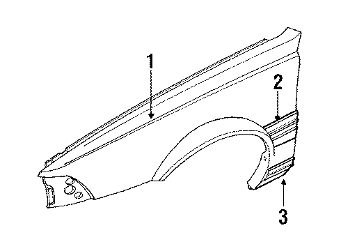 1994 Chevy Cavalier Molding Assembly, Front Fender Center Rear Diagram for 22594704