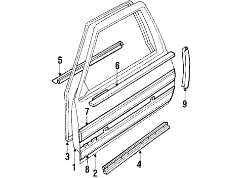 1985 Buick Electra Front Door & Components, Exterior Trim, Trim Diagram 2 - Thumbnail