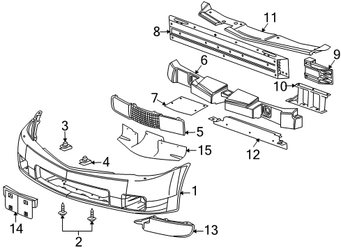 2005 Cadillac XLR Front Bumper Diagram