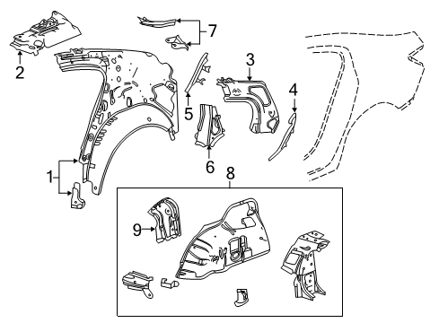 2015 Buick LaCrosse Inner Structure - Quarter Panel Diagram