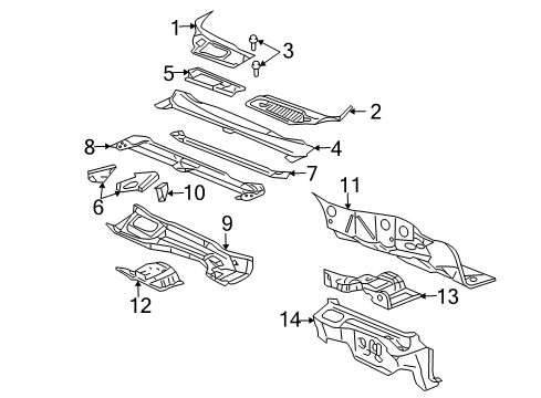 2009 Cadillac DTS Panel Assembly, Air Inlet Grille Diagram for 20766646